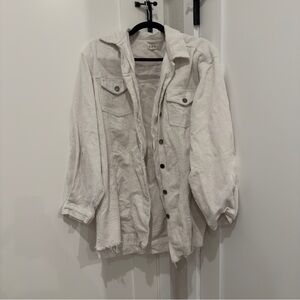 POL Distressed White Corduroy Jacket
